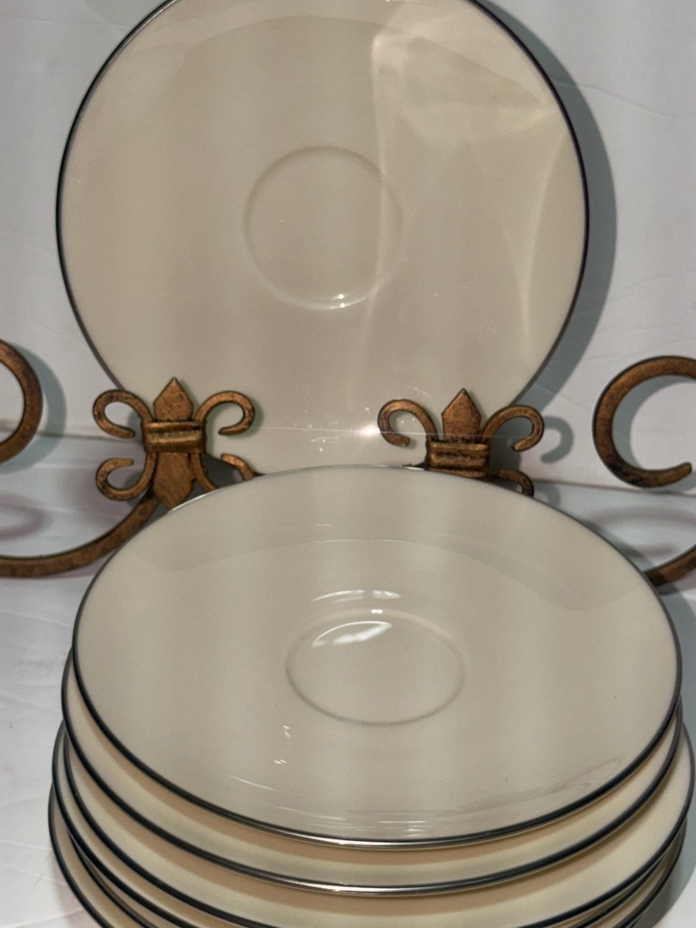 7 Vintage 6.25 “ Silver Trim Plates OLYMPIA PL BY LENOX 303P MADE INUSA